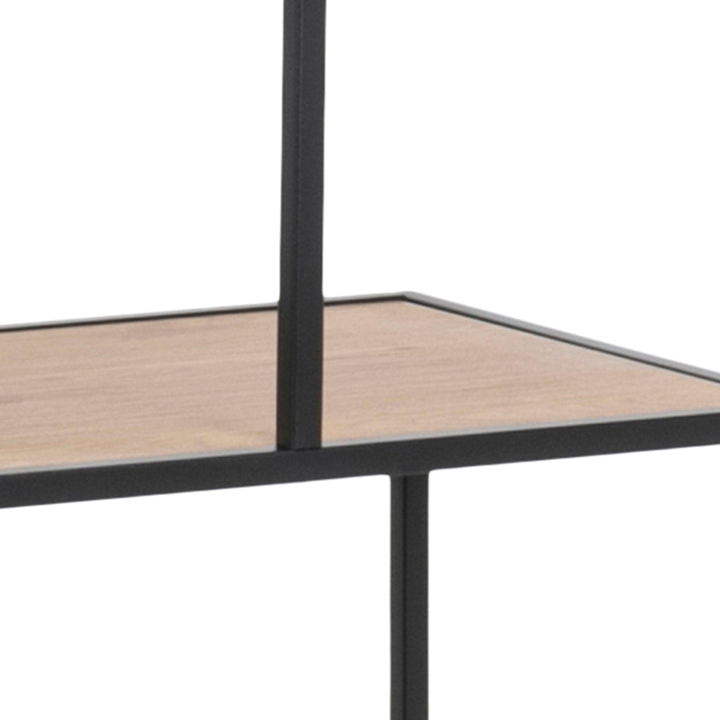 Seaford Black Metal Large Asymmetrical Bookcase with 5 Oak Shelves - image 7