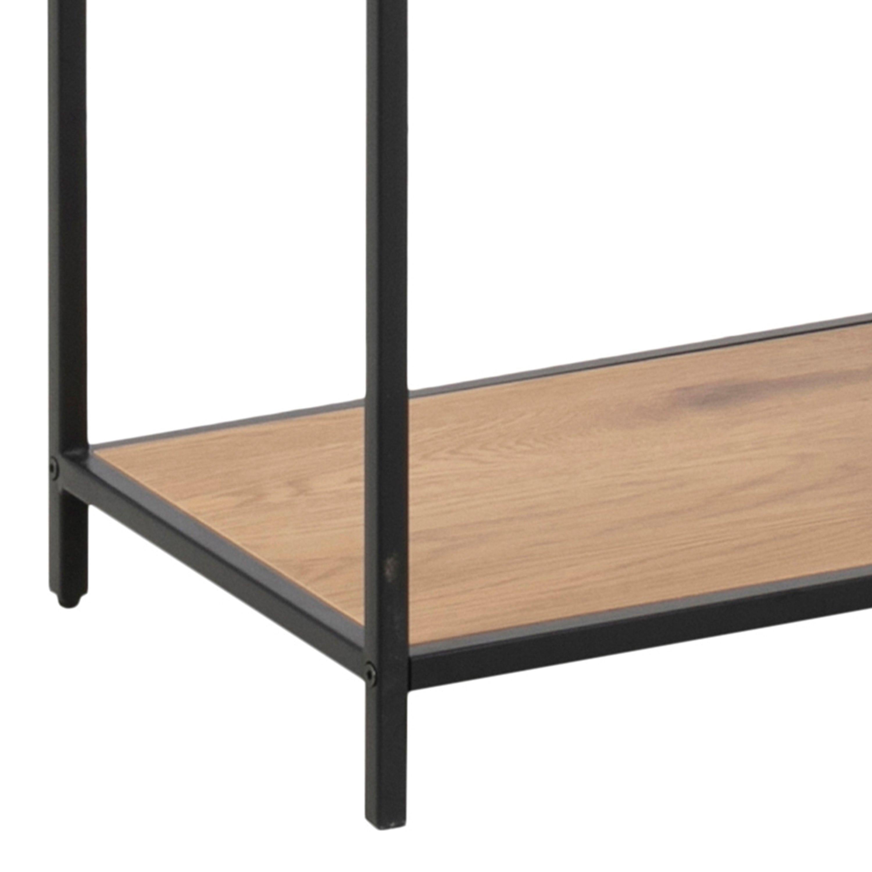 Seaford Black Metal Large Asymmetrical Bookcase with 5 Oak Shelves - image 8