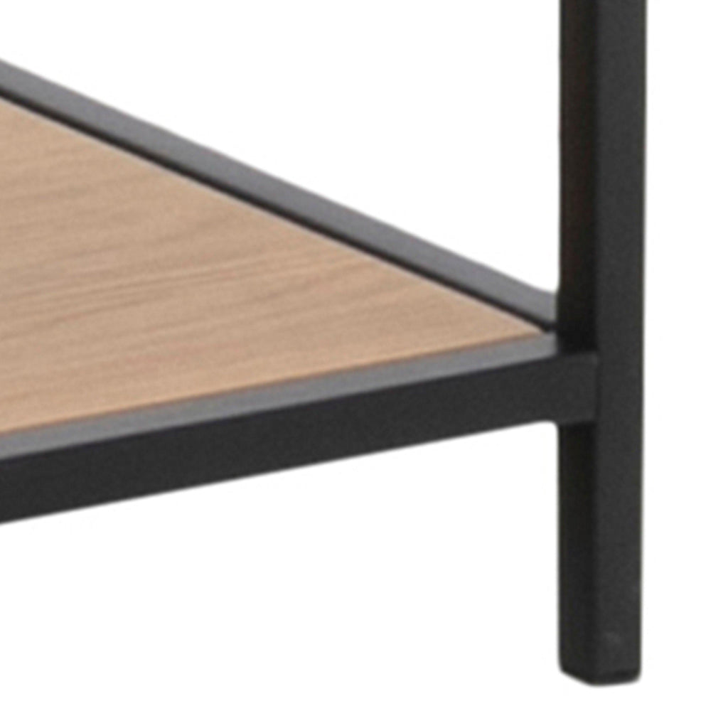 Seaford Black Metal Large Asymmetrical Bookcase with 5 Oak Shelves - image 9