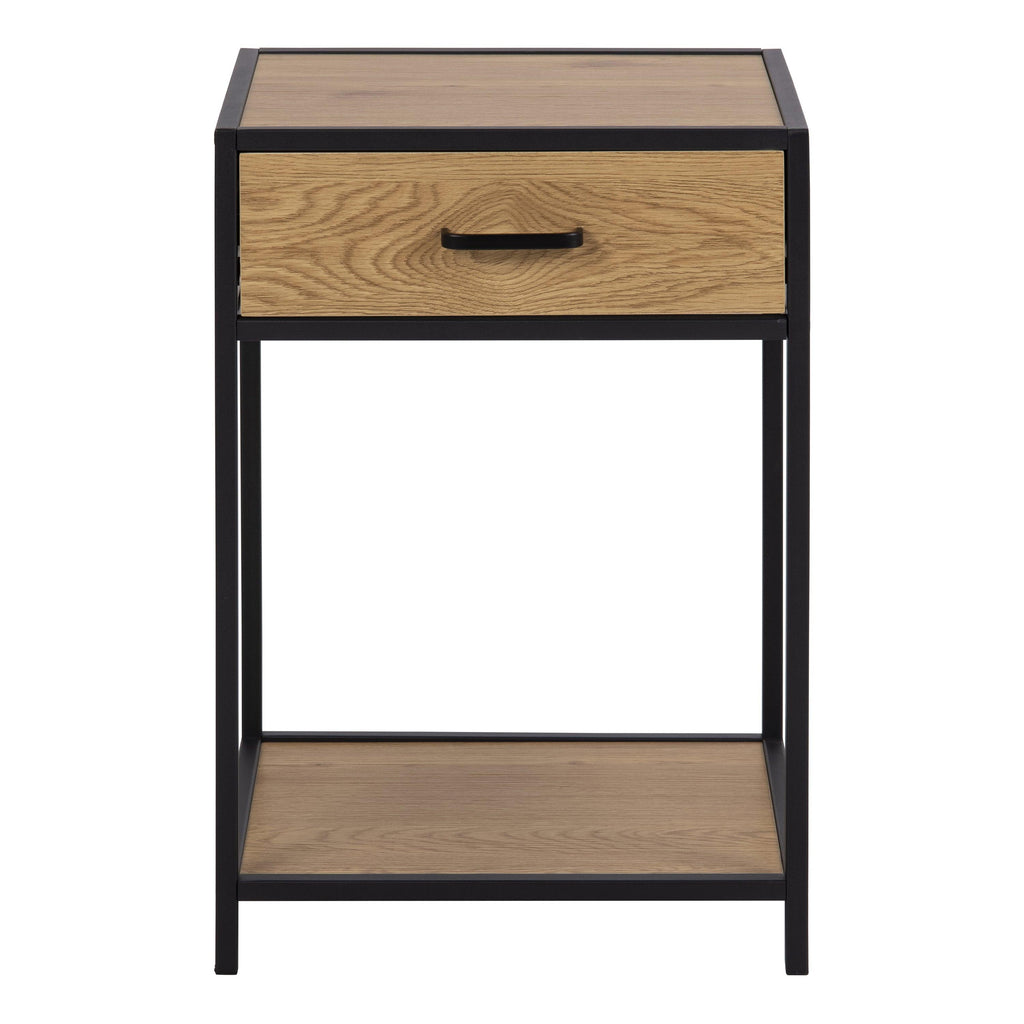 Seaford Bedside Table with 1 Drawer in Black & Oak - image 2