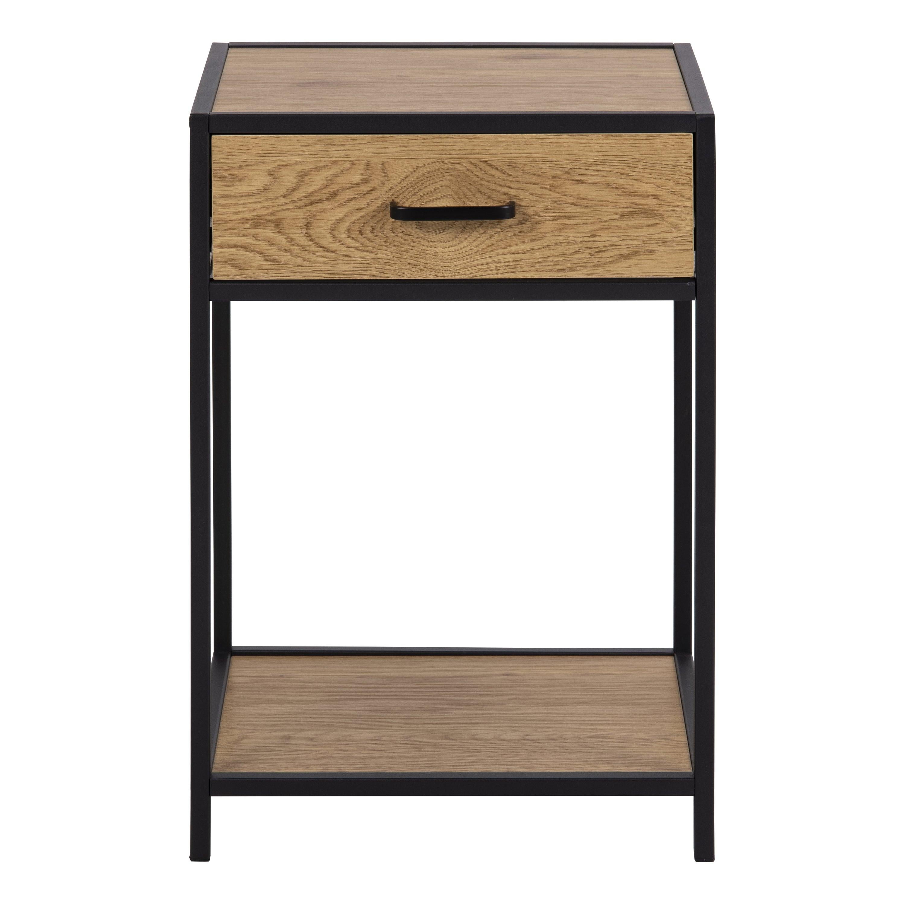 Seaford Bedside Table with 1 Drawer in Black & Oak - image 2