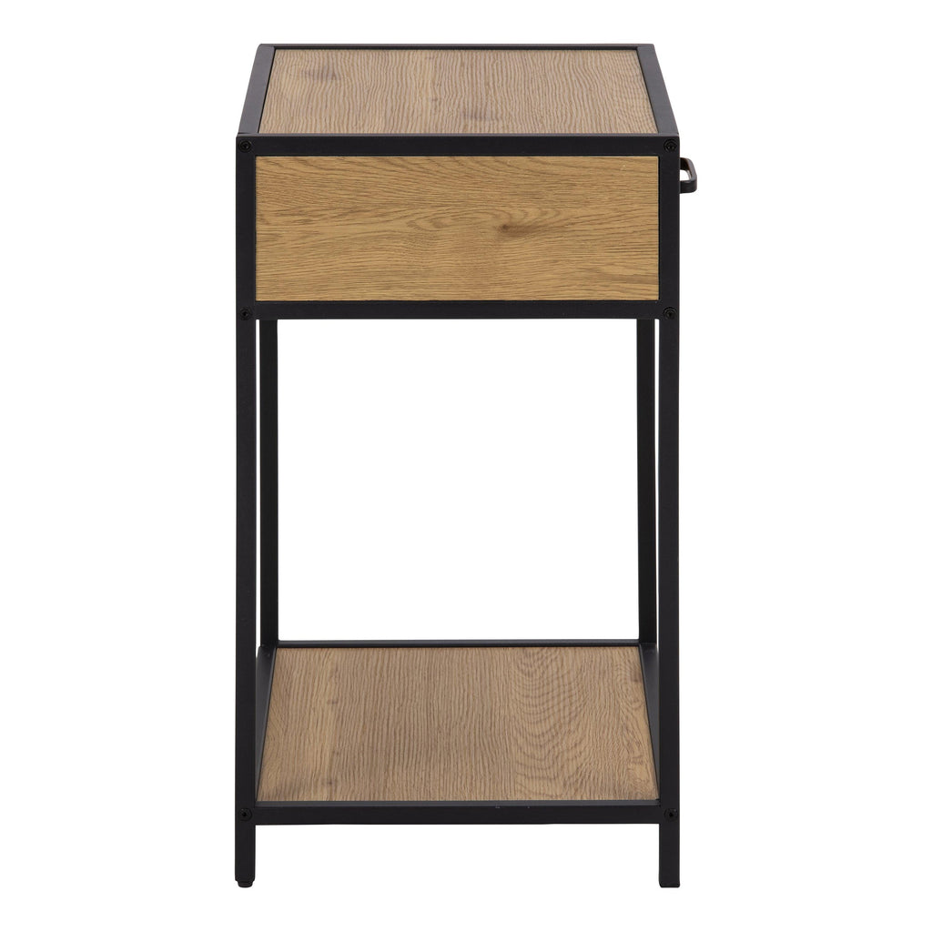 Seaford Bedside Table with 1 Drawer in Black & Oak - image 3