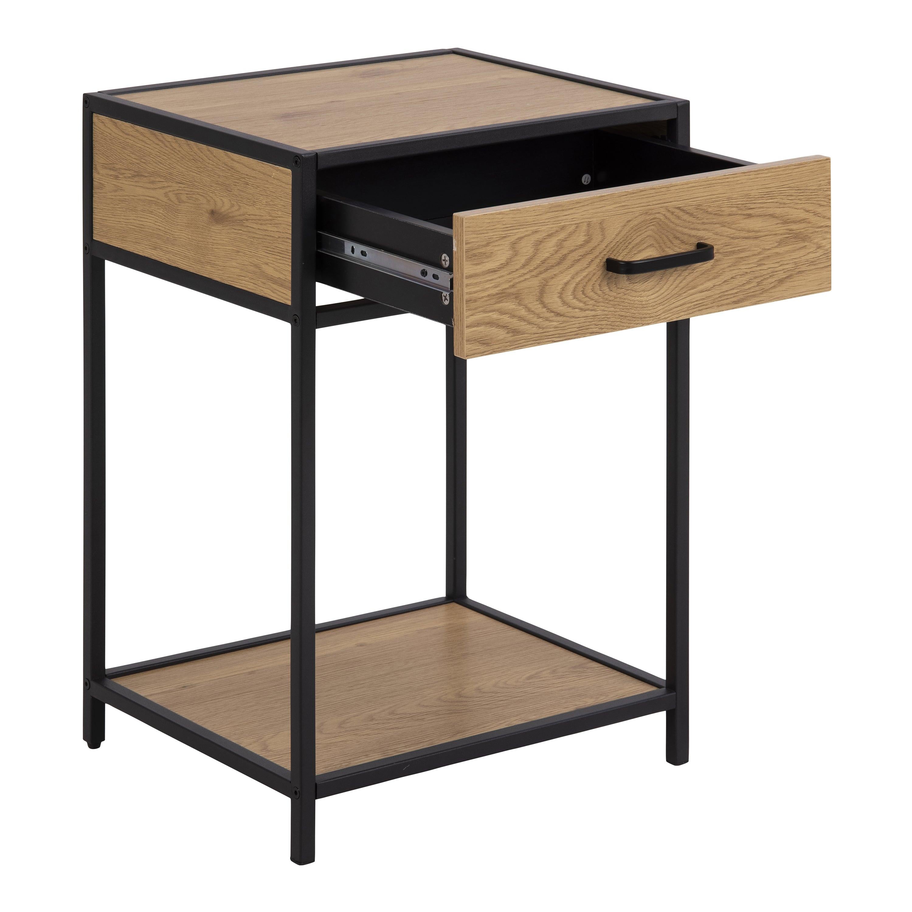Seaford Bedside Table with 1 Drawer in Black & Oak - image 4