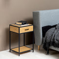 Seaford Bedside Table with 1 Drawer in Black & Oak - image 5