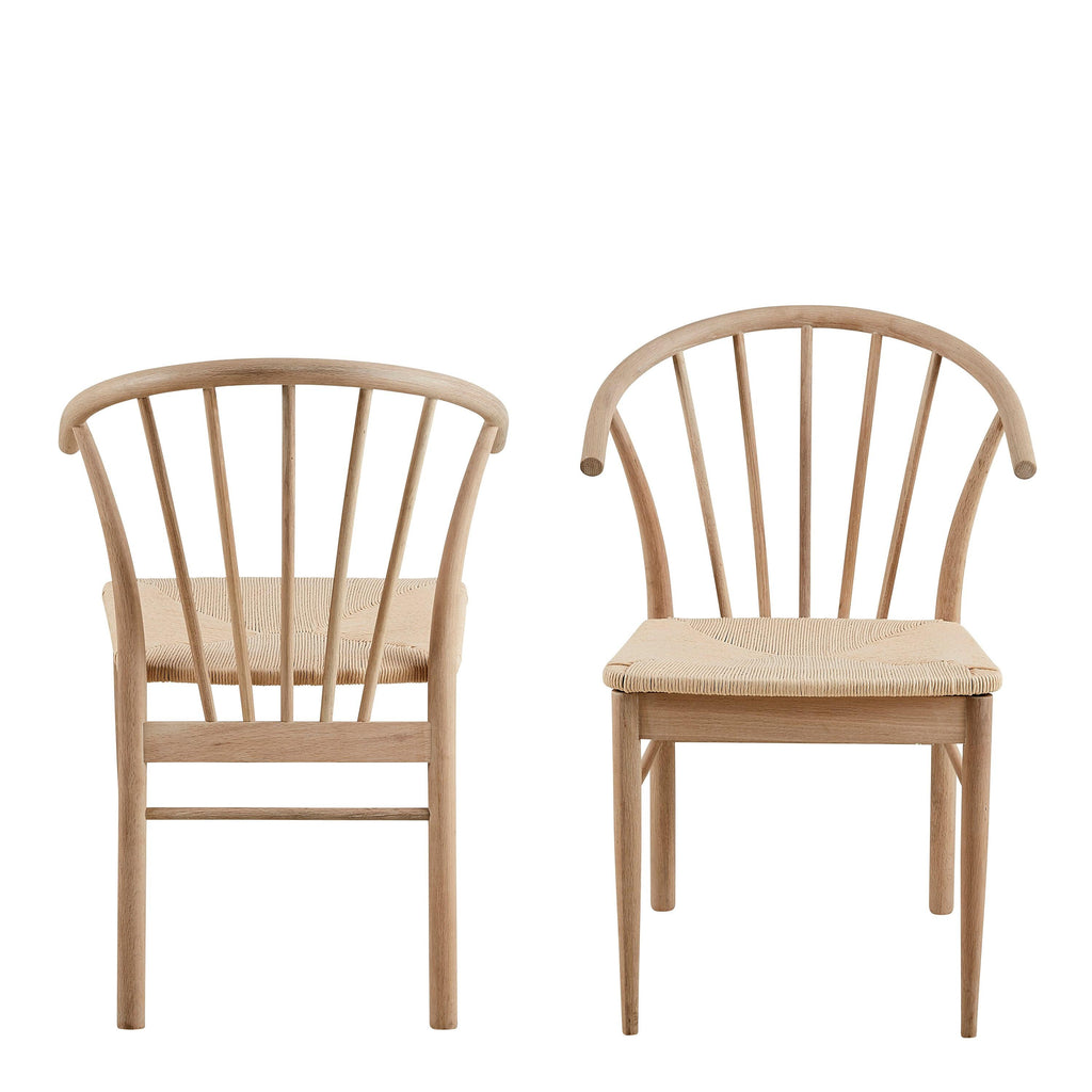 Cassandra Dining Chair with Armrest in White Oak Set of 2 - image 2
