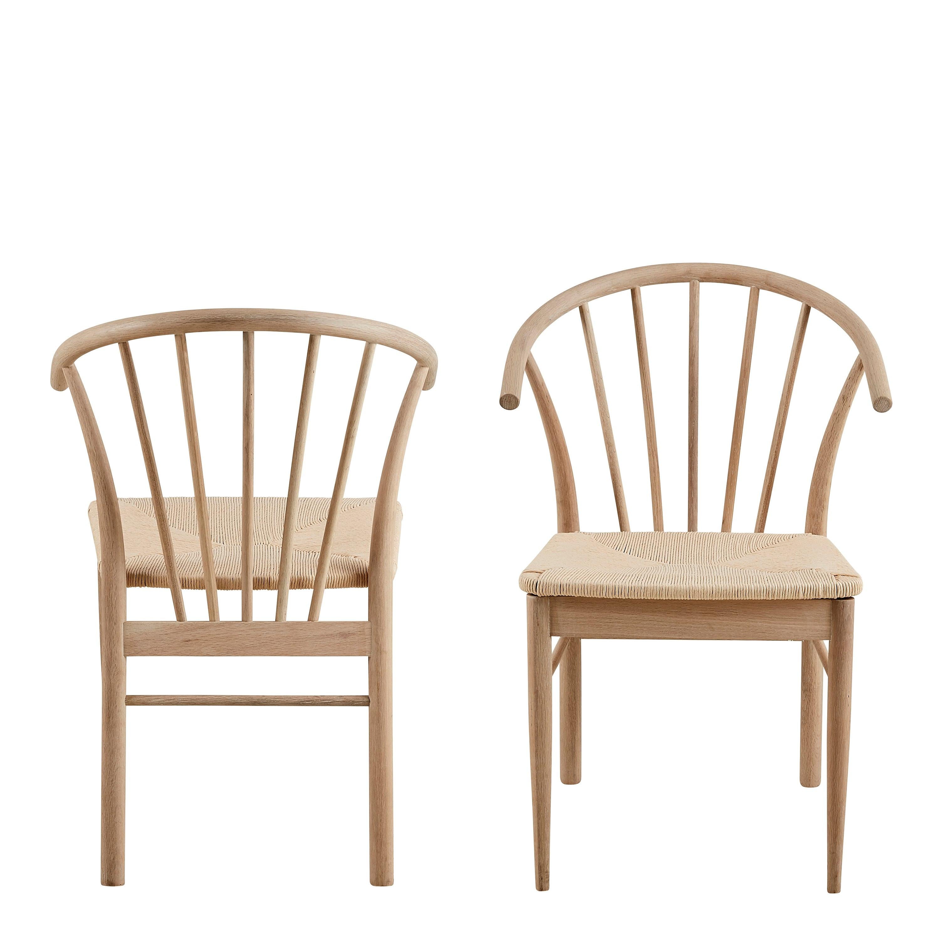 Cassandra Dining Chair with Armrest in White Oak Set of 2 - image 2