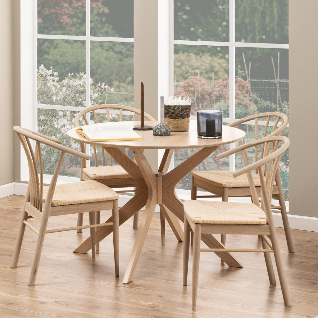 Cassandra Dining Chair with Armrest in White Oak Set of 2 - image 4