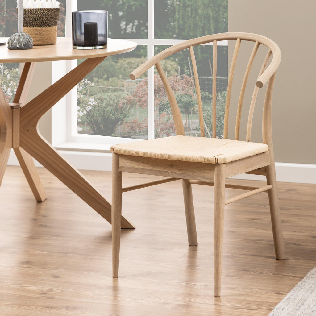 Cassandra Dining Chair with Armrest in White Oak Set of 2 - image 5