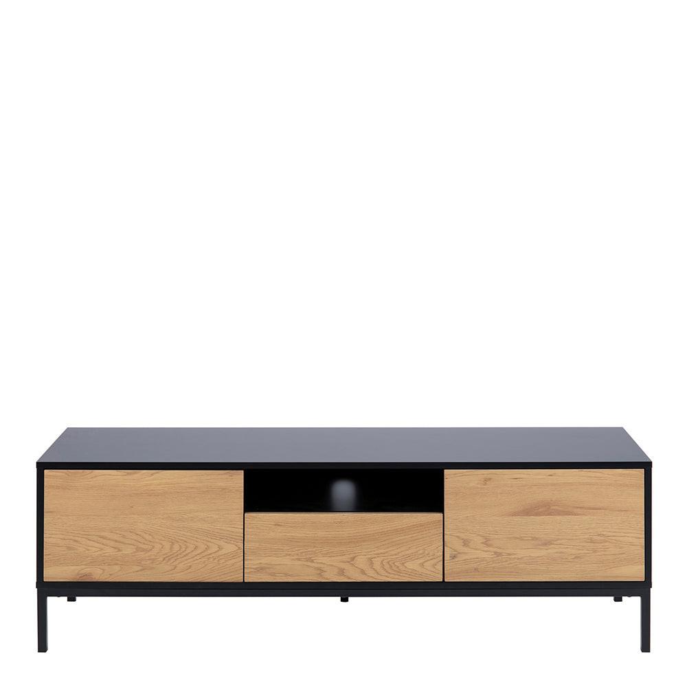 Seaford TV Unit 2 Doors 1 Drawer in Black & Oak - image 2