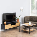 Seaford TV Unit 2 Doors 1 Drawer in Black & Oak - image 5