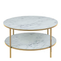 Alisma Round Coffee Table with White Crystal Clear Marble Glass Top & Gold Legs - image 2
