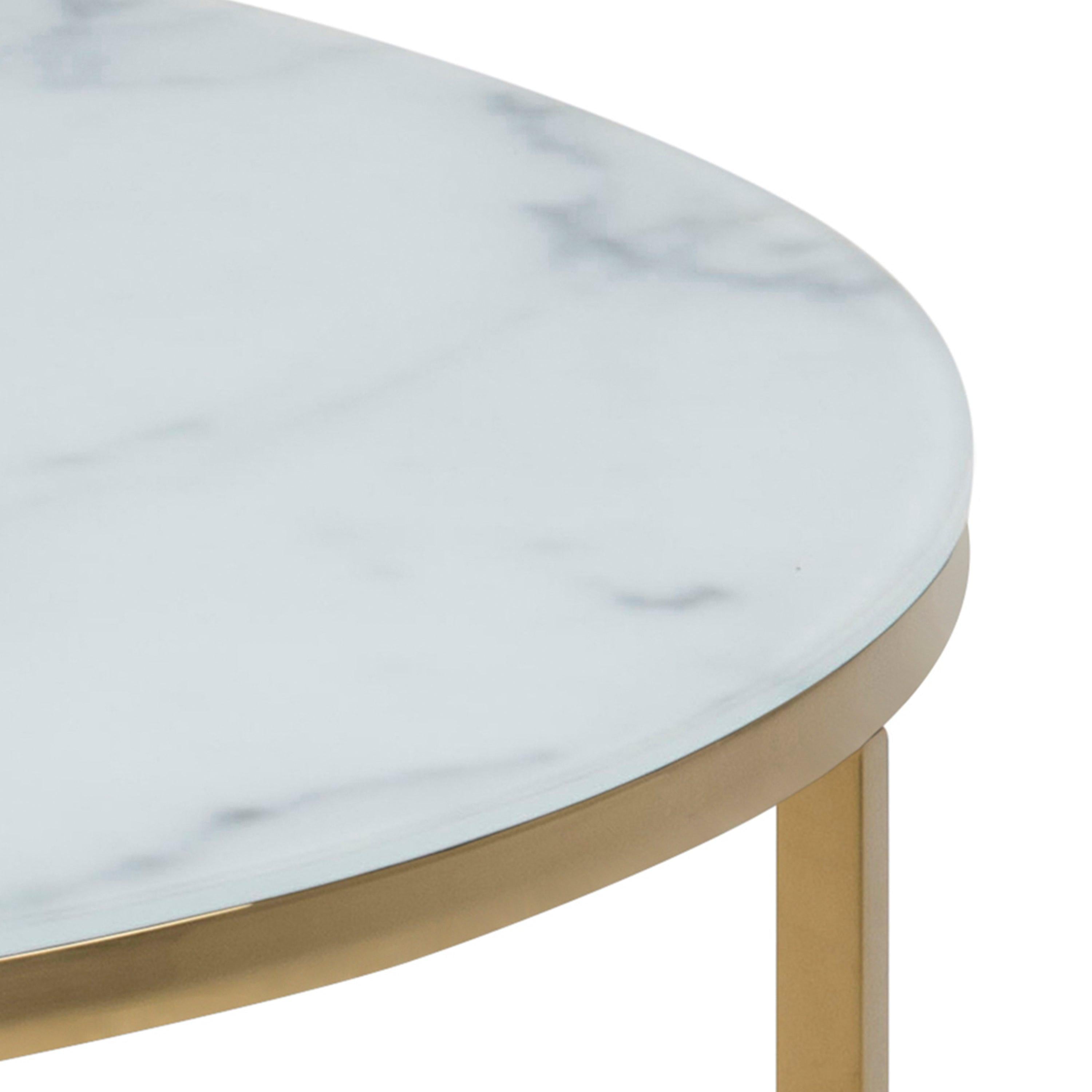 Alisma Round Coffee Table with White Crystal Clear Marble Glass Top & Gold Legs - image 5
