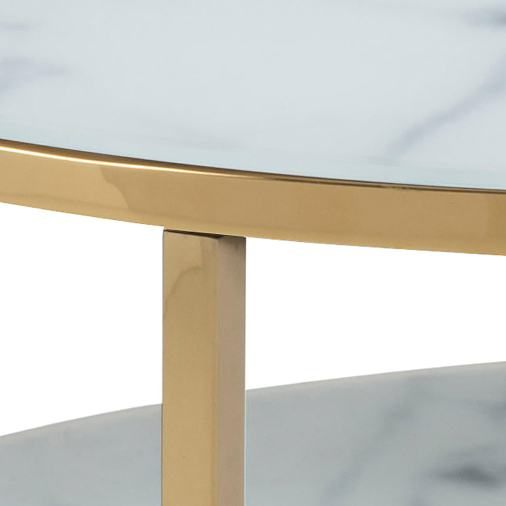 Alisma Round Coffee Table with White Crystal Clear Marble Glass Top & Gold Legs - image 6