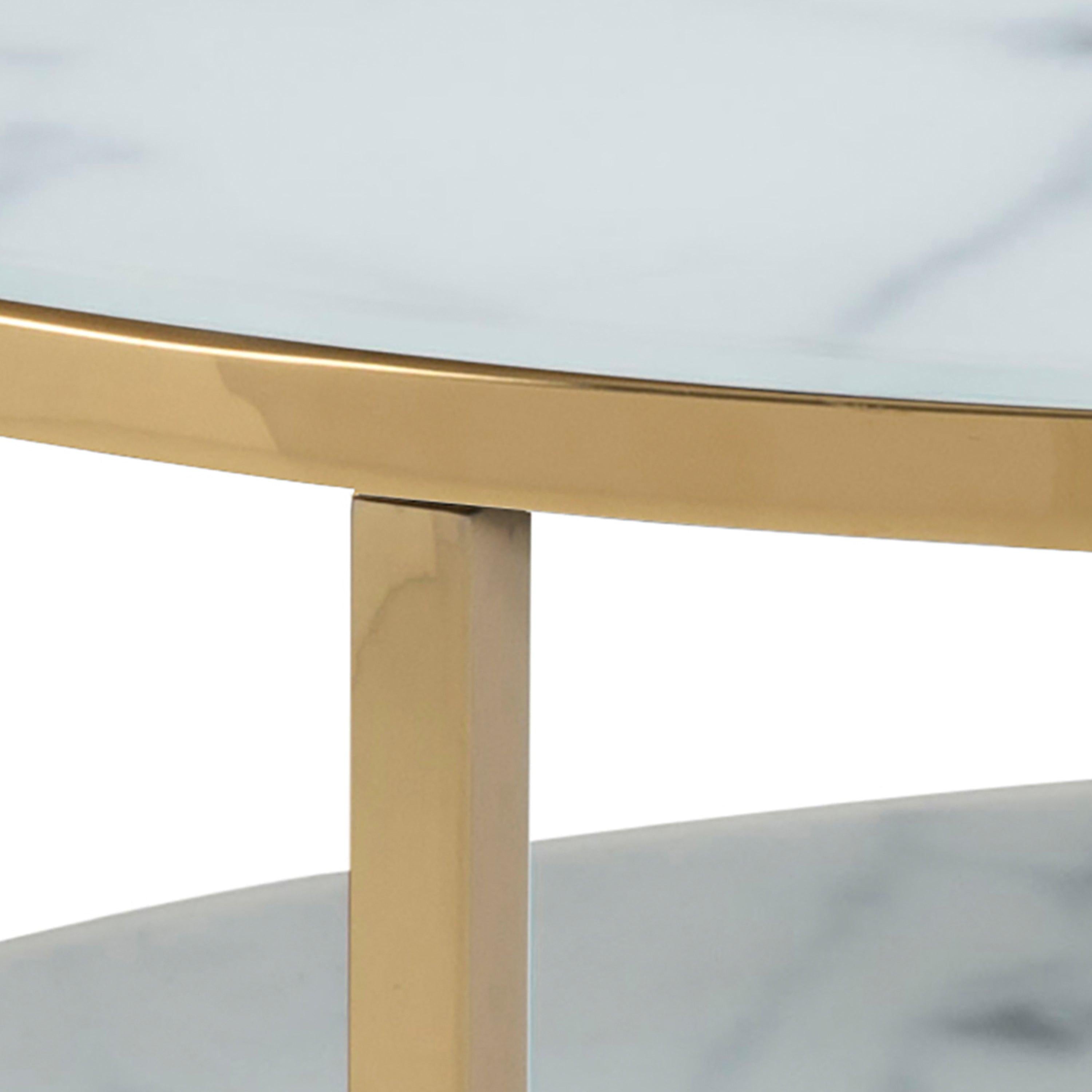 Alisma Round Coffee Table with White Crystal Clear Marble Glass Top & Gold Legs - image 6