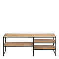 Seaford Black Metal Open TV Unit with 3 Oak Shelves - image 2