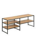 Seaford Black Metal Open TV Unit with 3 Oak Shelves - image 3
