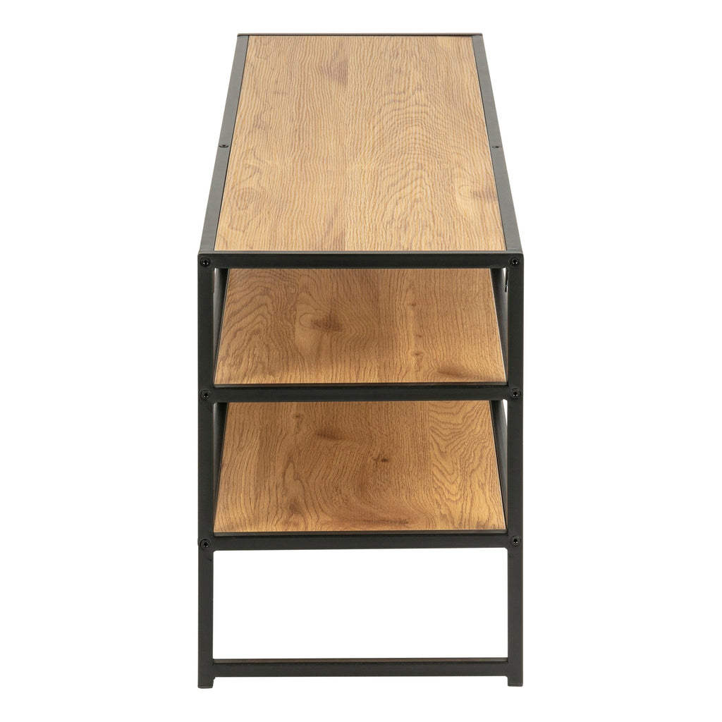 Seaford Black Metal Open TV Unit with 3 Oak Shelves - image 4