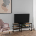 Seaford Black Metal Open TV Unit with 3 Oak Shelves - image 5