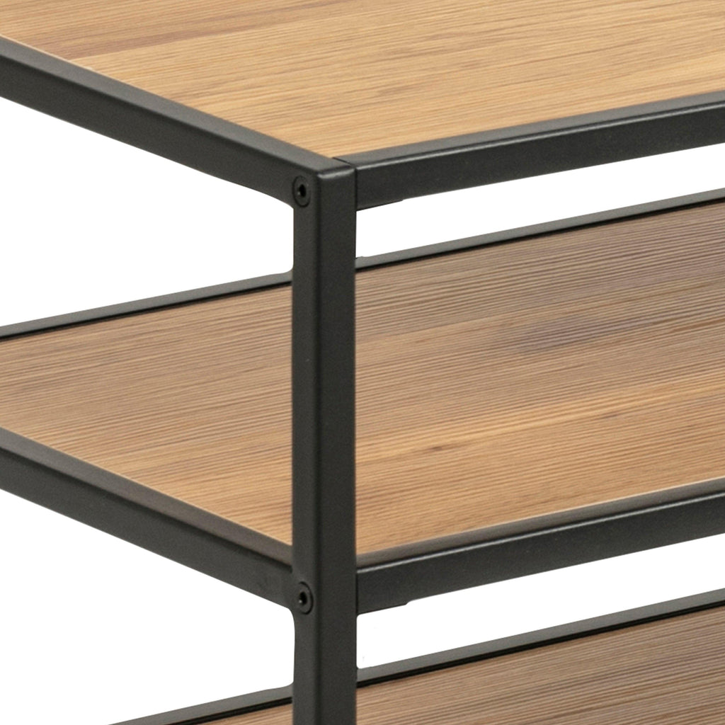 Seaford Black Metal Open TV Unit with 3 Oak Shelves - image 6