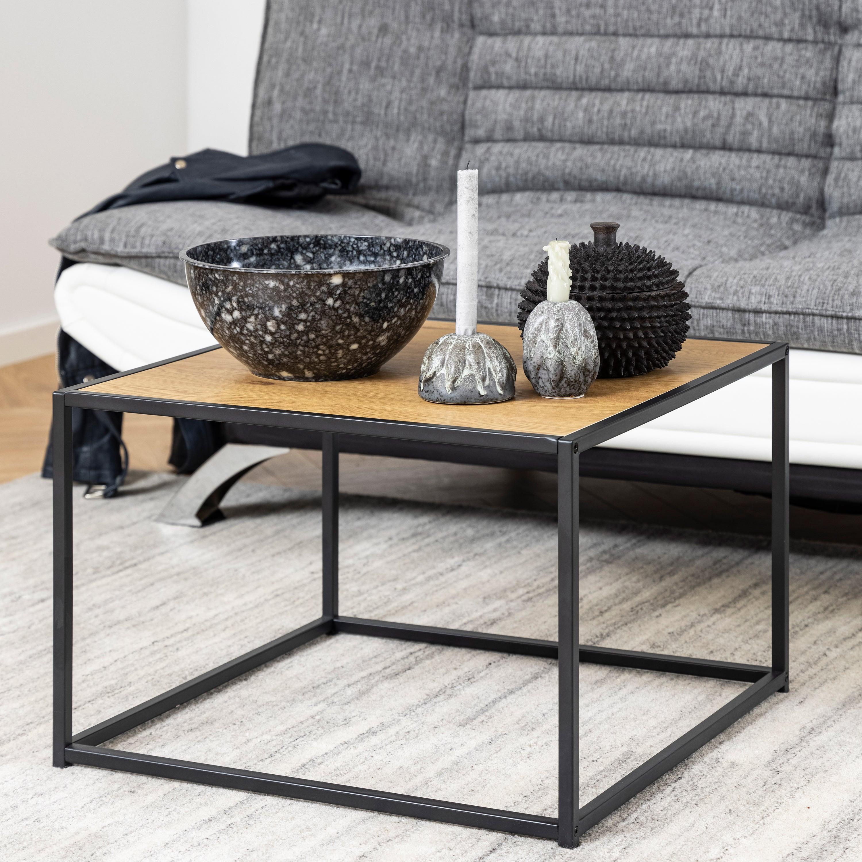 Seaford Black Metal Coffee Table with Oak Top - image 5