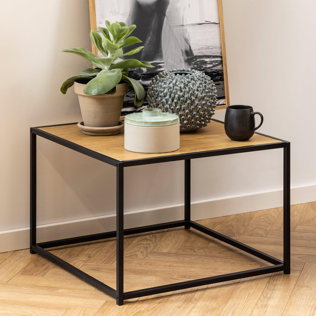 Seaford Black Metal Coffee Table with Oak Top - image 6