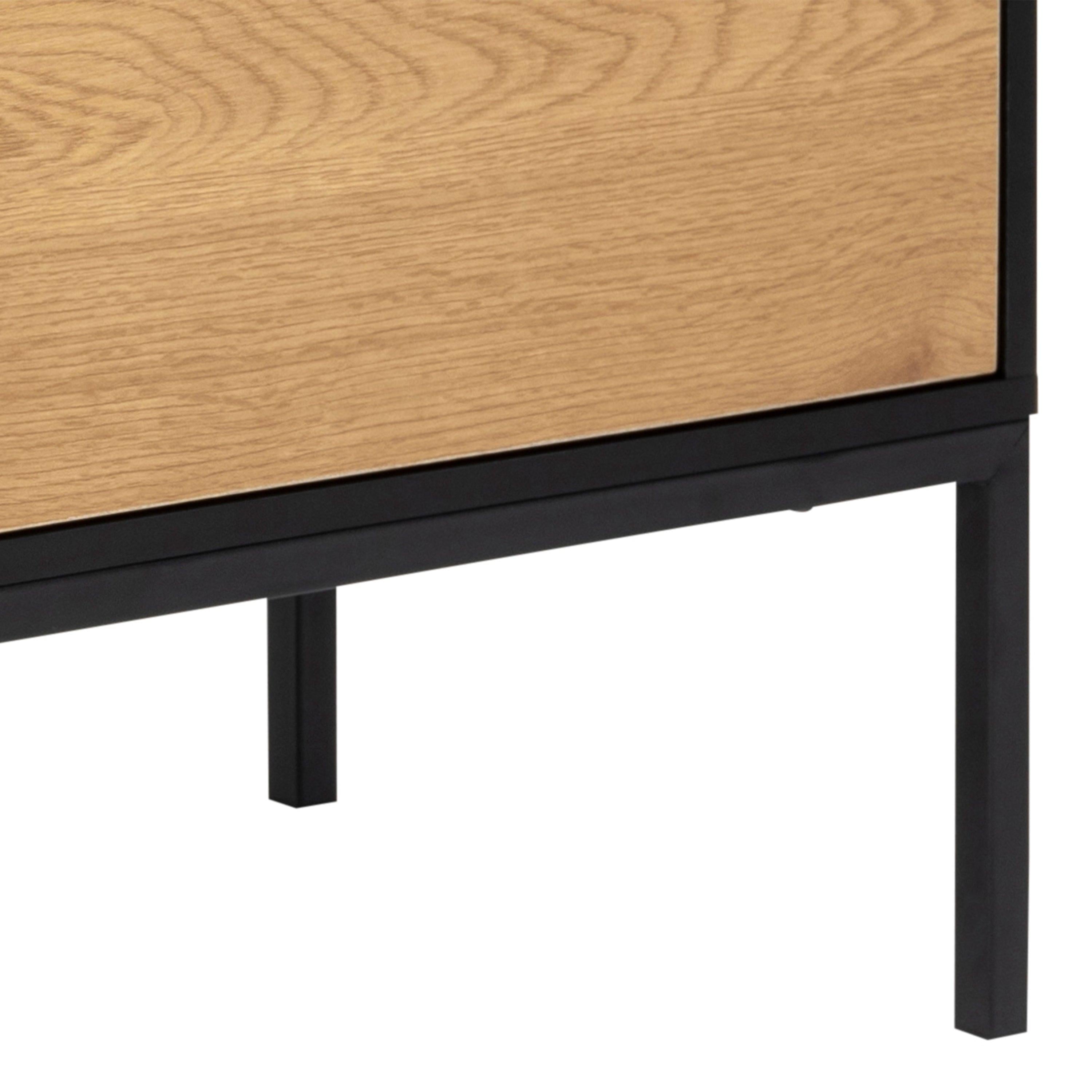 Seaford 1 Door 3 Drawer Small Sideboard in Black & Oak - image 10