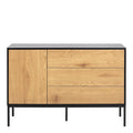 Seaford 1 Door 3 Drawer Small Sideboard in Black & Oak - image 2