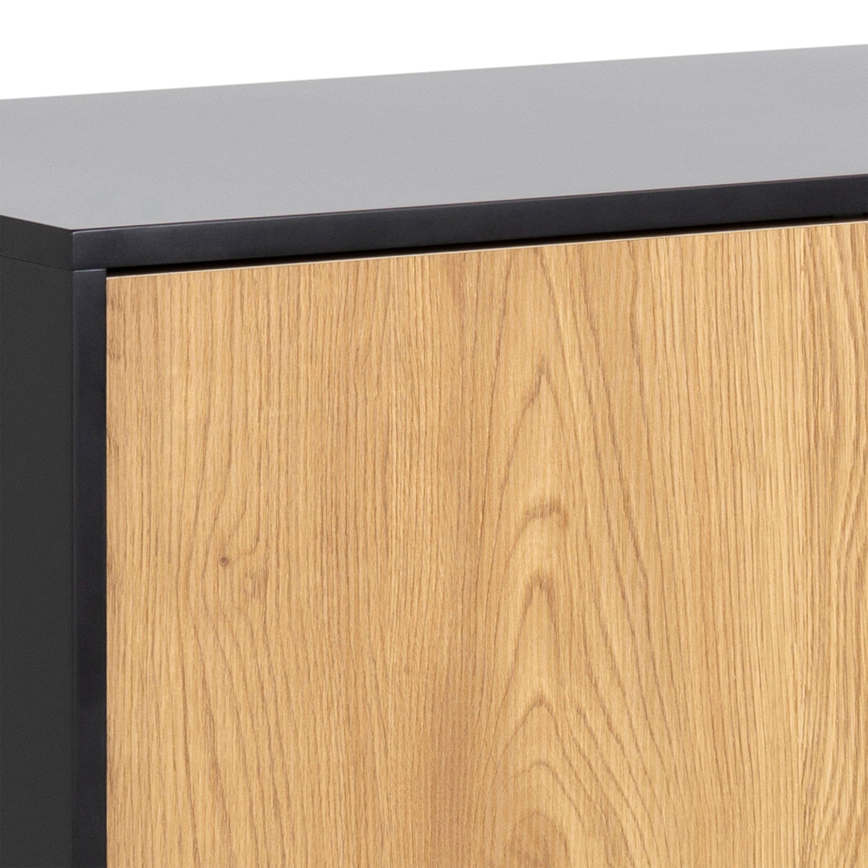 Seaford 1 Door 3 Drawer Small Sideboard in Black & Oak - image 8