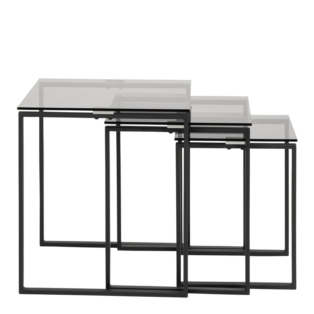 Katrine Nest of Tables with Smoked Glass Top Set of 3 - image 2