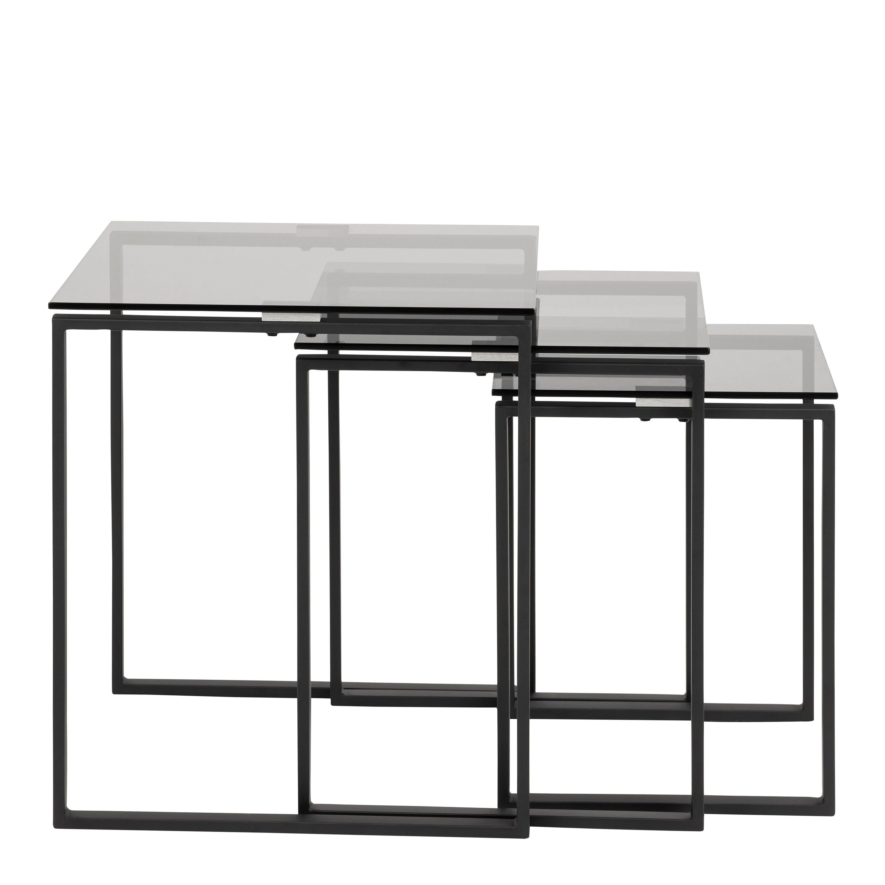 Katrine Nest of Tables with Smoked Glass Top Set of 3 - image 2