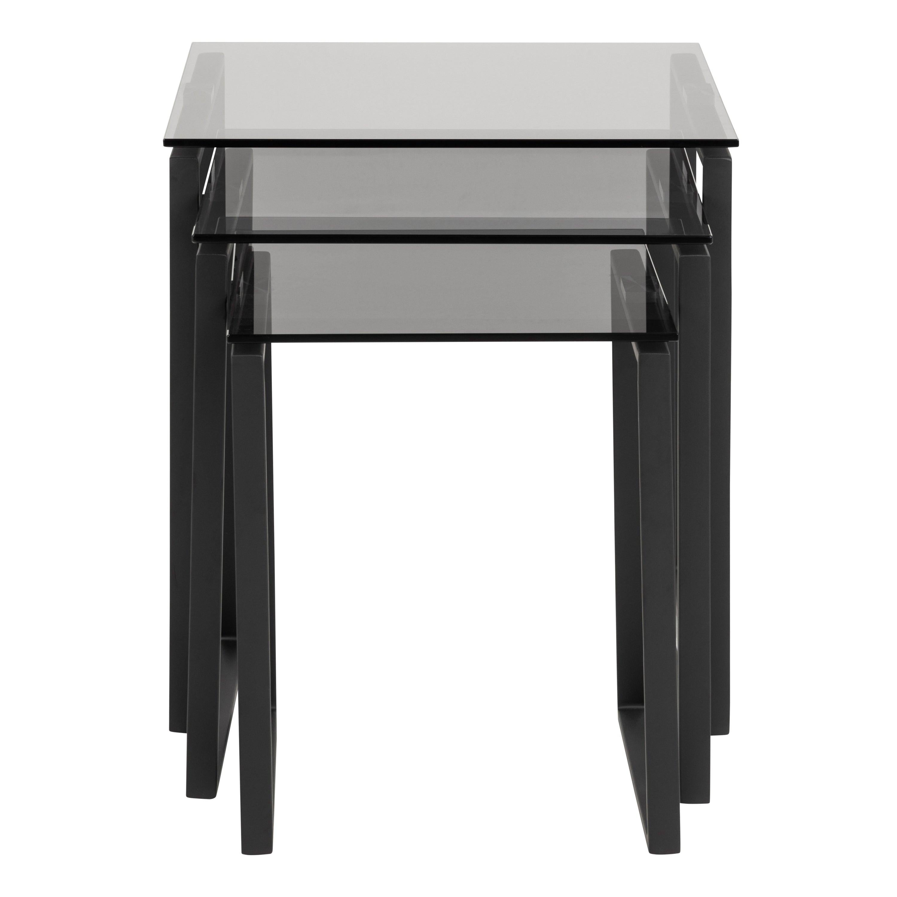 Katrine Nest of Tables with Smoked Glass Top Set of 3 - image 3