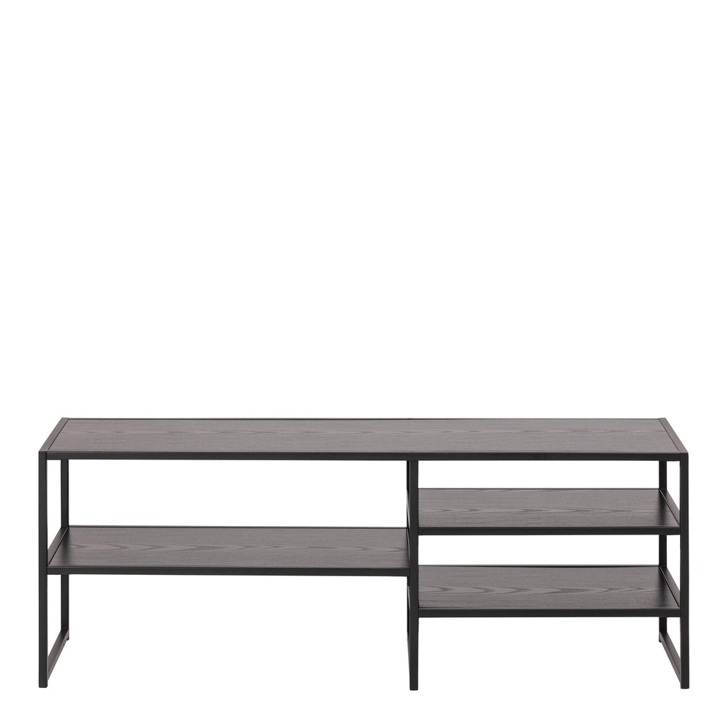 Seaford Black Metal Open TV Unit with 3 Black Shelves - image 2
