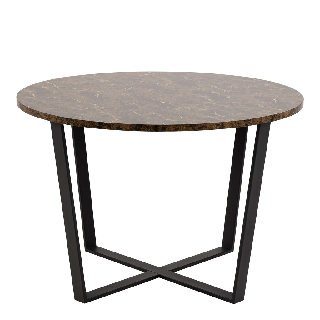 Amble Round Dining Table with Brown Marble Melamine Top & Black Legs - image 2