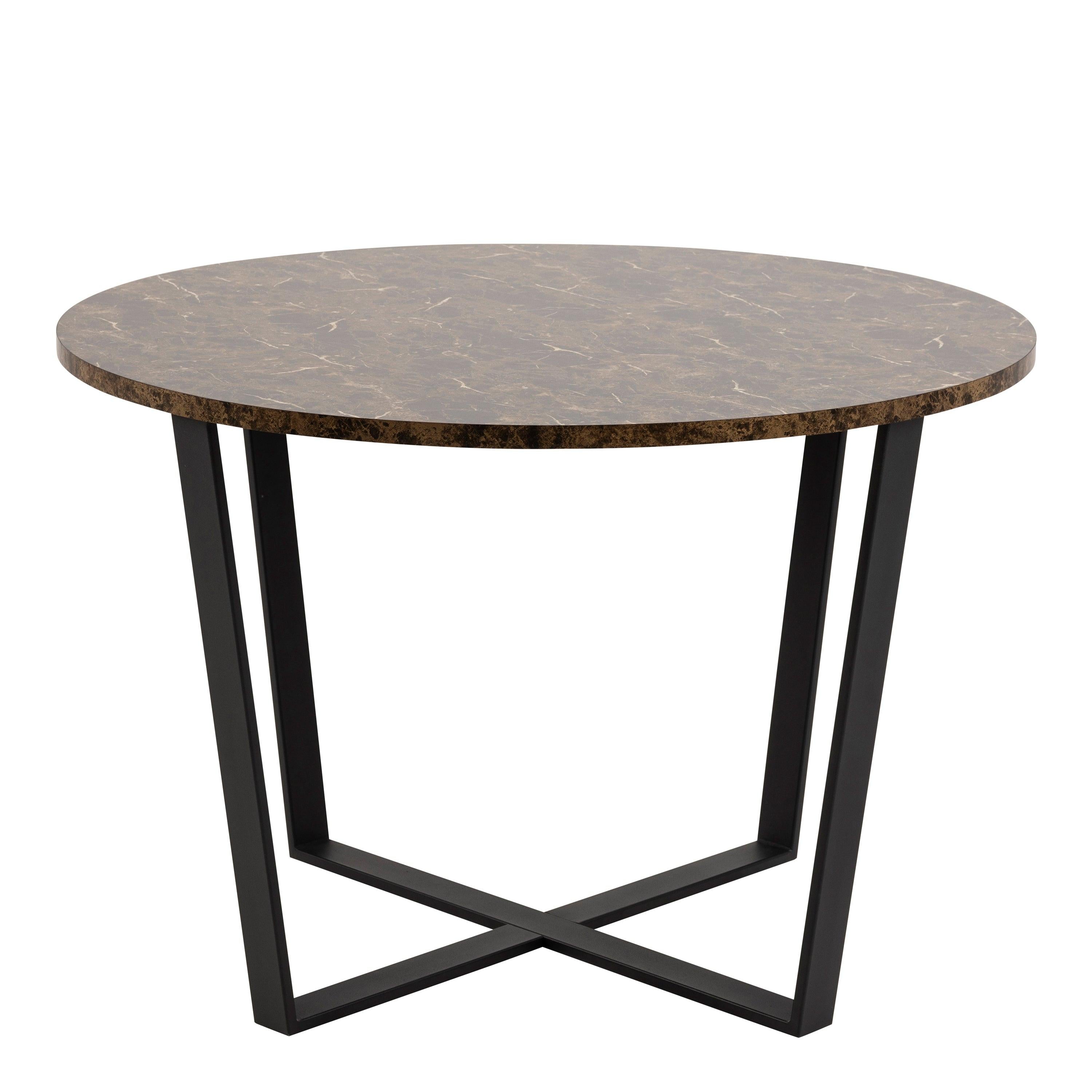 Amble Round Dining Table with Brown Marble Melamine Top & Black Legs - image 2