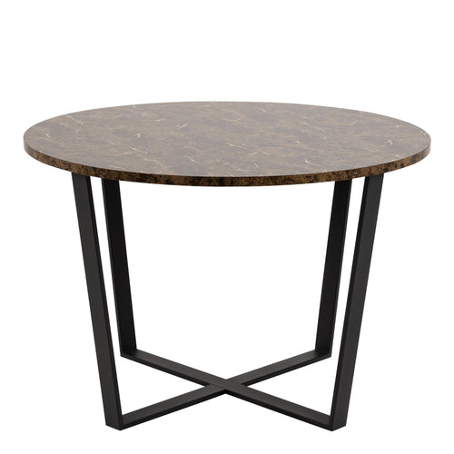 Amble Round Dining Table with Brown Marble Melamine Top & Black Legs - image 2