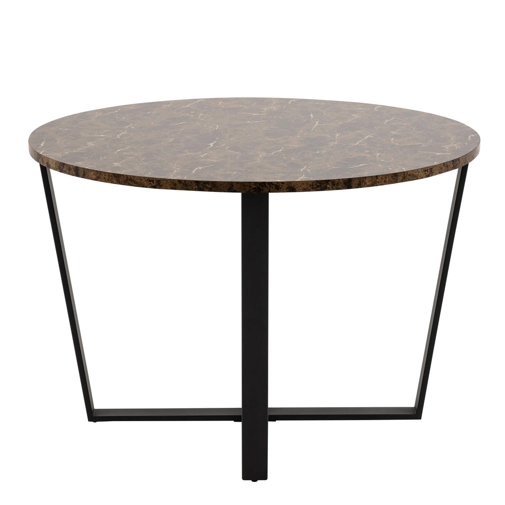 Amble Round Dining Table with Brown Marble Melamine Top & Black Legs - image 3