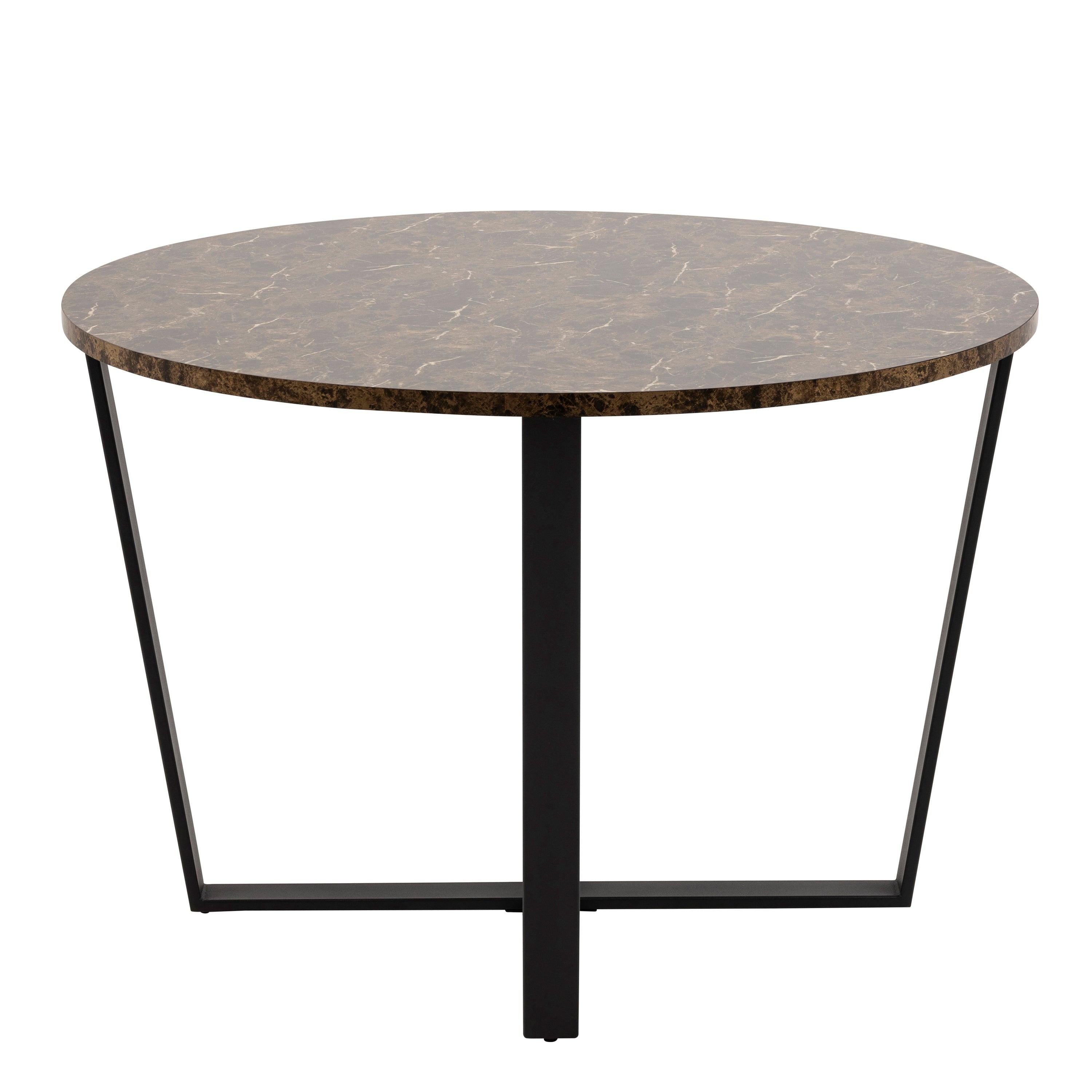 Amble Round Dining Table with Brown Marble Melamine Top & Black Legs - image 3