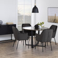Amble Round Dining Table with Brown Marble Melamine Top & Black Legs - image 5