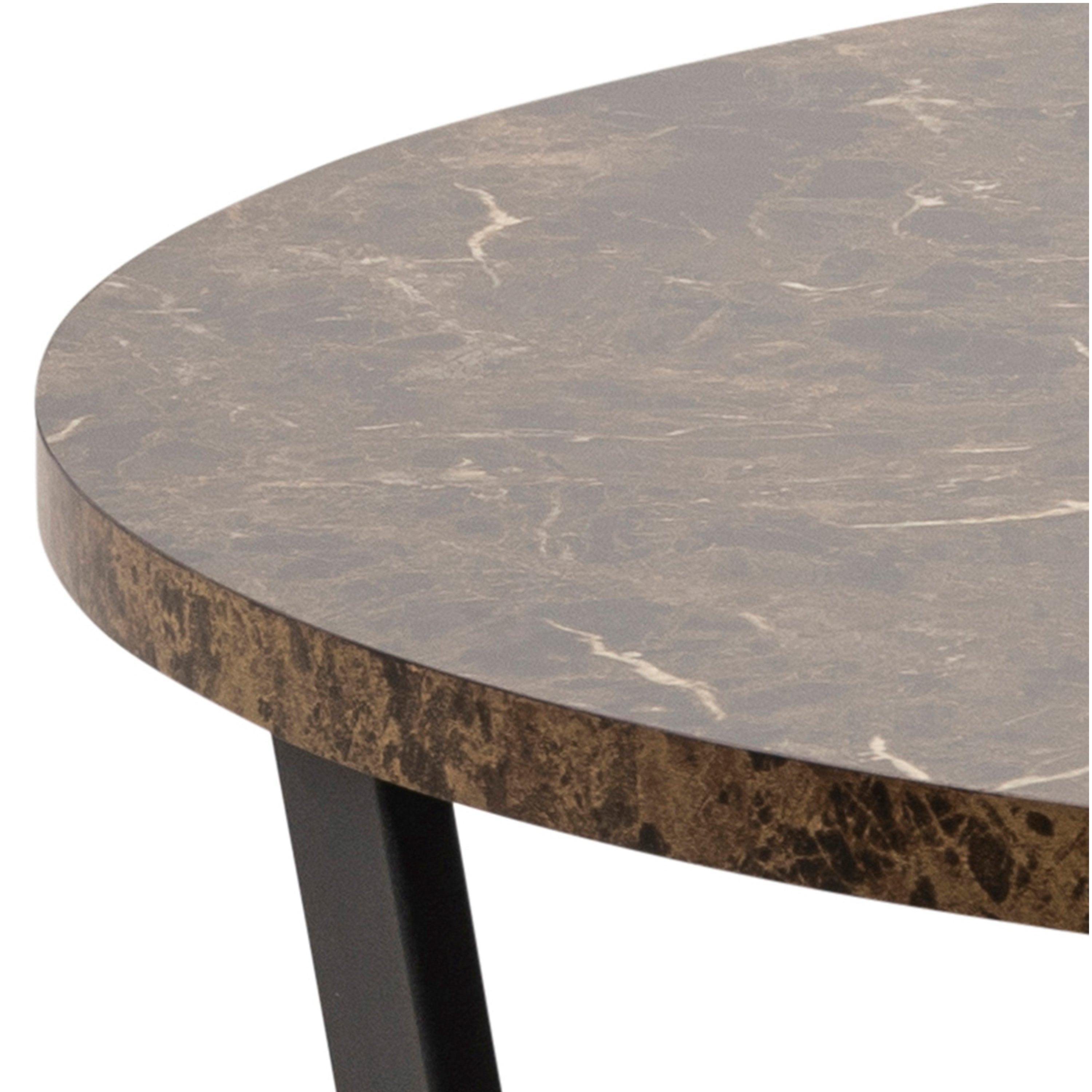 Amble Round Dining Table with Brown Marble Melamine Top & Black Legs - image 6