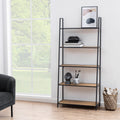 Seaford Black Metal Ladder Bookcase with 5 Oak Shelves - image 5