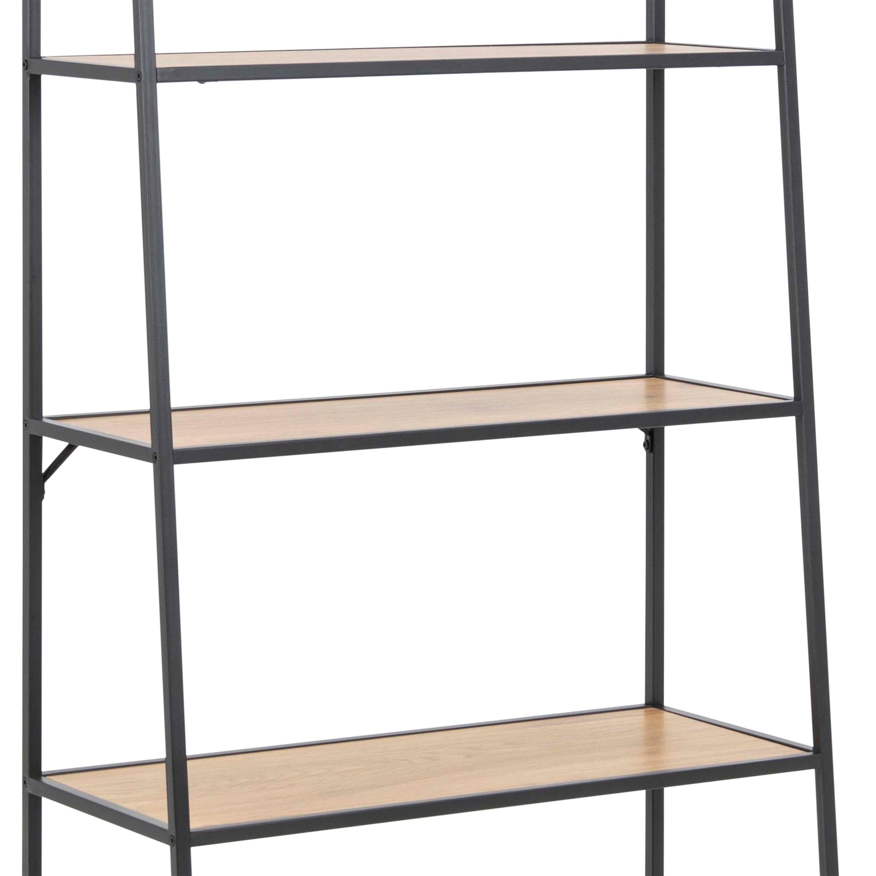 Seaford Black Metal Ladder Bookcase with 5 Oak Shelves - image 7