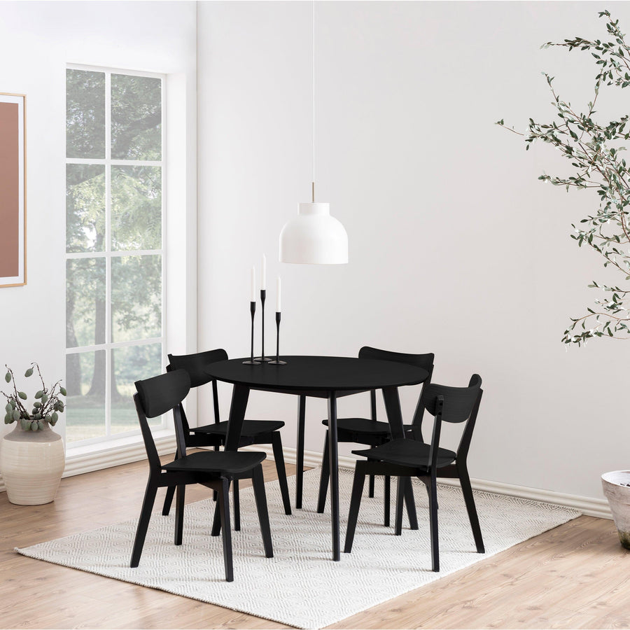 Roxby Round Dining Table in Black 105cm includes 4 Roxby Dining Chairs in Black