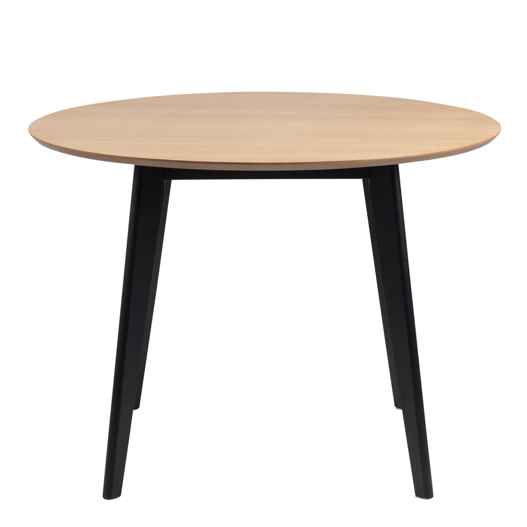 Roxby Round Dining Table in Oak & Black 105cm - image 2