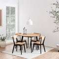 Roxby Round Dining Table in Oak & Black 105cm - image 3