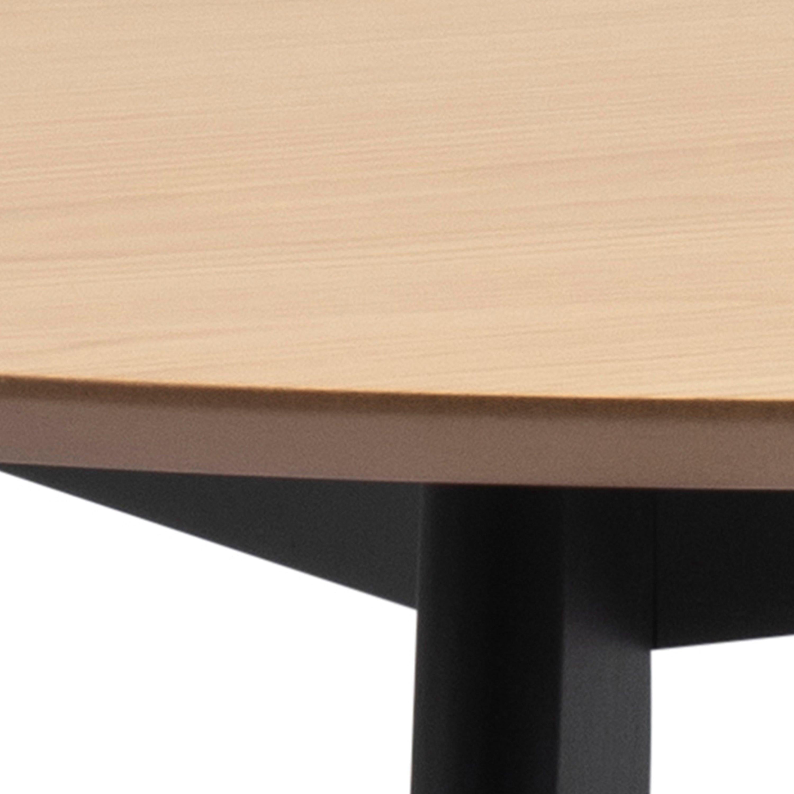 Roxby Round Dining Table in Oak & Black 105cm - image 5