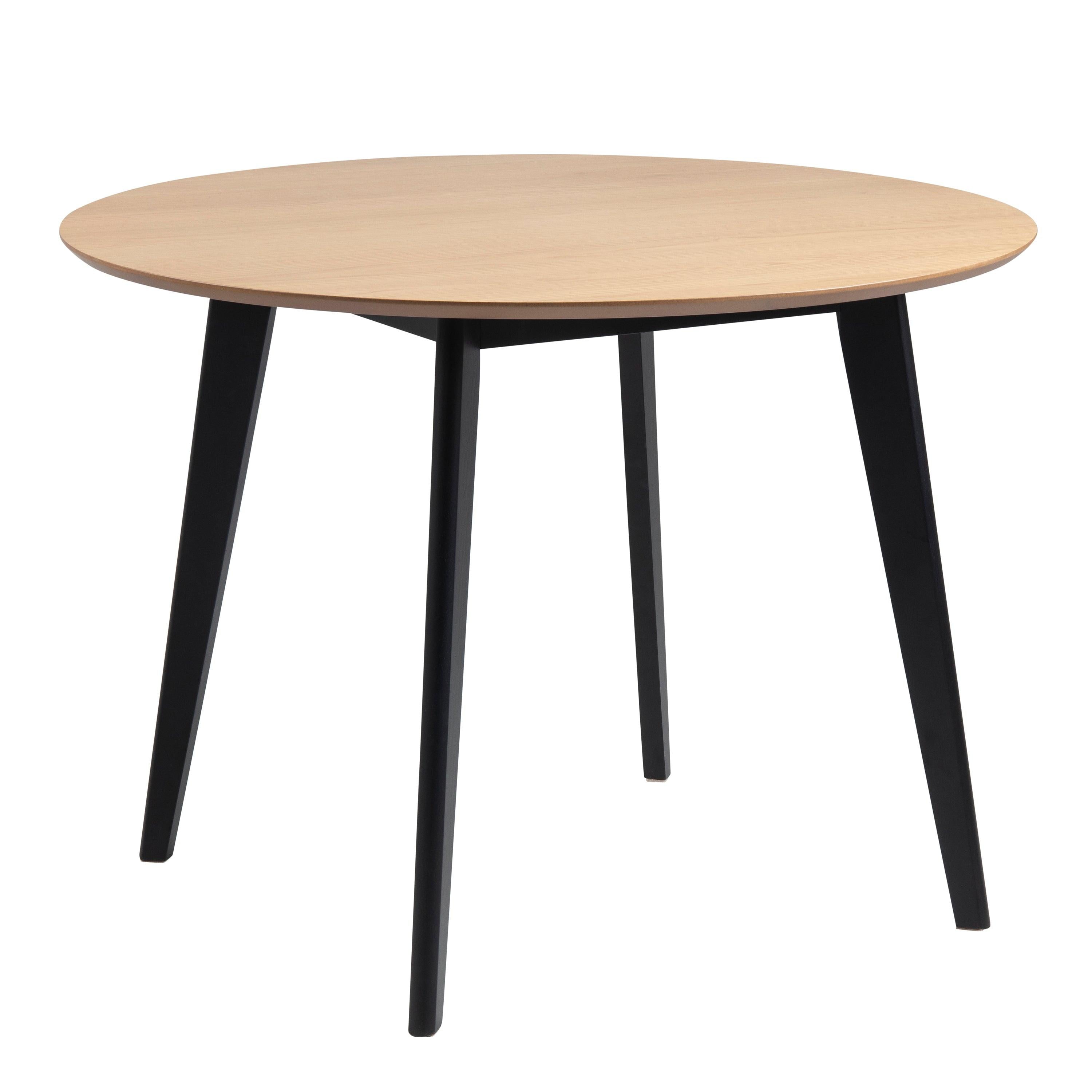 Roxby Round Dining Table in Oak & Black 105cm includes 4 Roxby Dining Chairs in Black and Oak - image 2