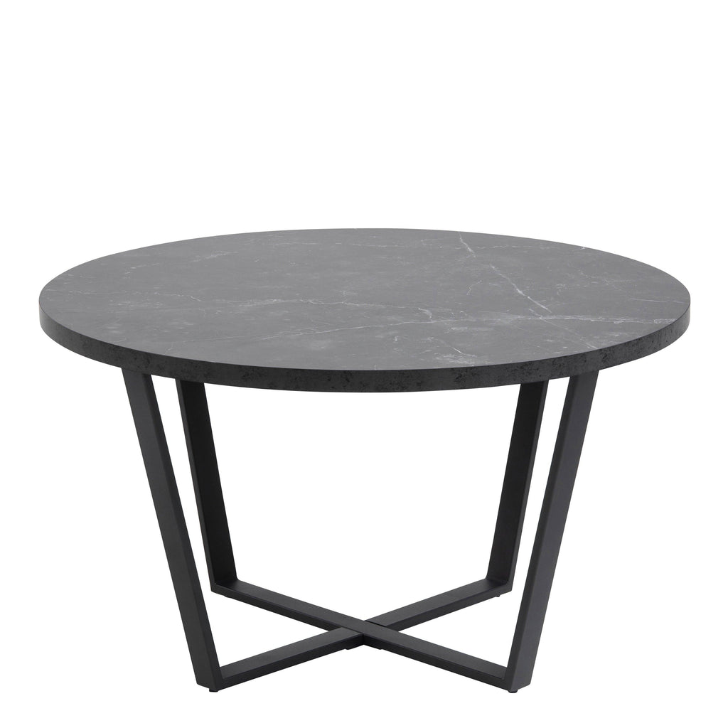 Amble Round Coffee Table with Black Marble Melamine Top & Black Legs - image 2