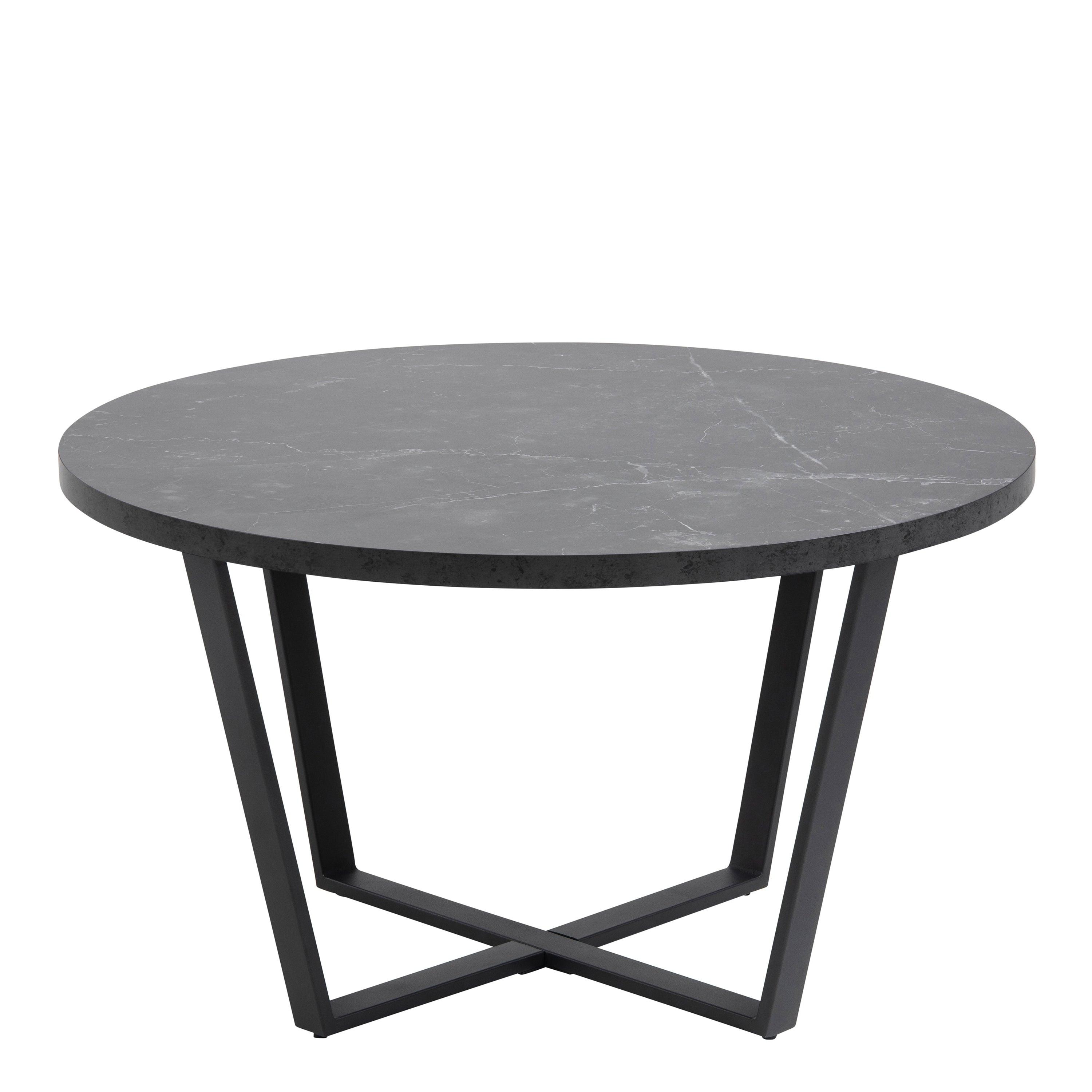 Amble Round Coffee Table with Black Marble Melamine Top & Black Legs - image 2