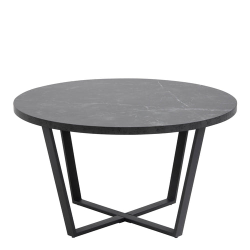 Amble Round Coffee Table with Black Marble Melamine Top & Black Legs - image 2