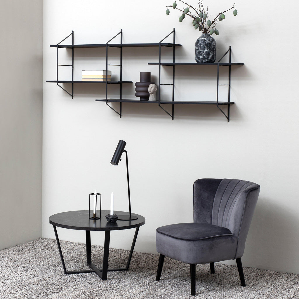 Amble Round Coffee Table with Black Marble Melamine Top & Black Legs - image 3